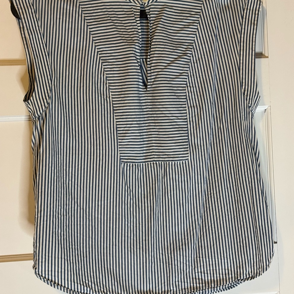 J. Crew Black and White Boxy Bib Collar Blouse